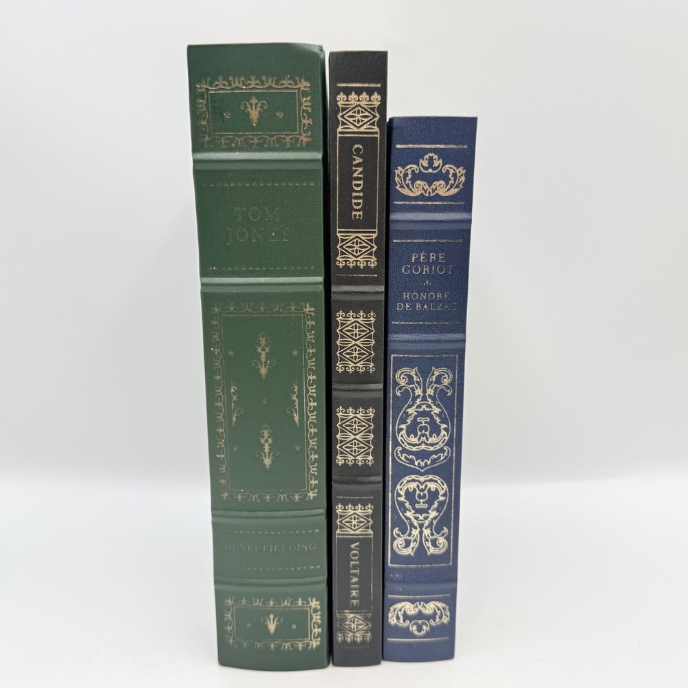 Franklin Library Leather Bound Book Set Tom Jones Candide Pere Goriot 3 Volumes